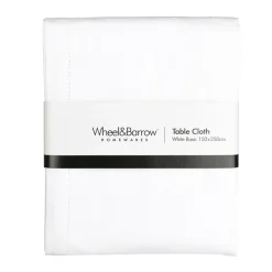 Hem Stitch Tablecloth White 150x250