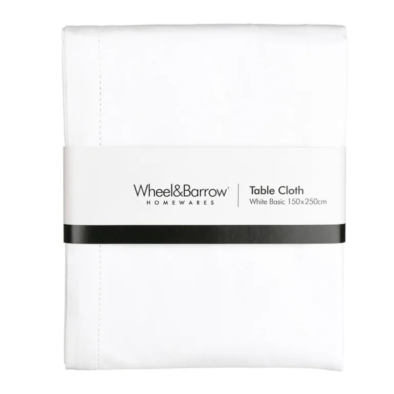 Hem Stitch Tablecloth White 150x250
