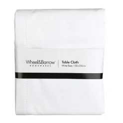 Hem Stitch Tablecloth White 150x350