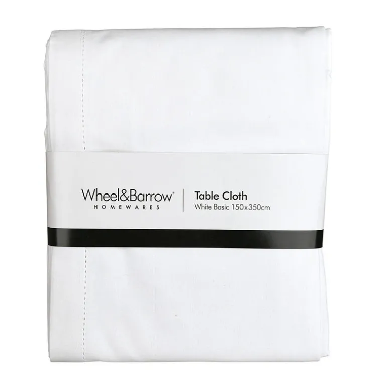 Hem Stitch Tablecloth White 150x350