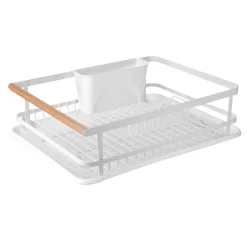 Iron White Dish Rack with Side Cutlery