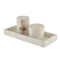 Marble Condiment Set with Spice Box & Spoon