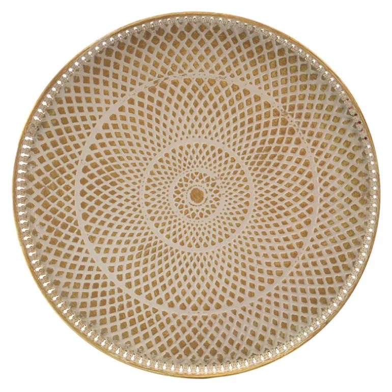 Metal Tray Round with Mandala