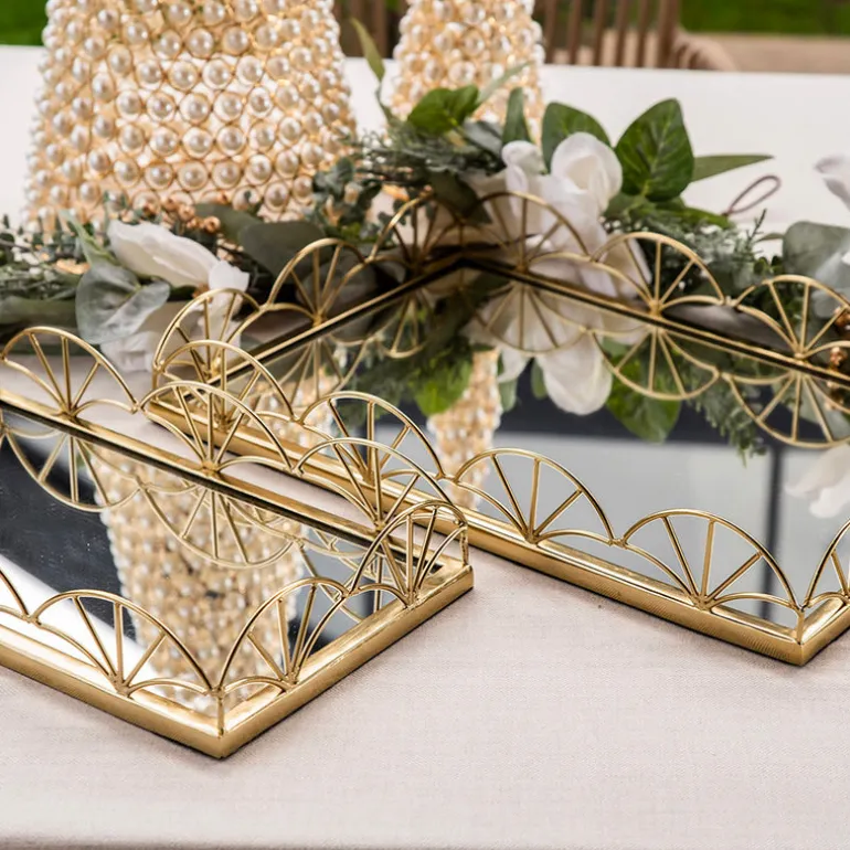 Mirror Base Tray Rectangle Gold 45cm