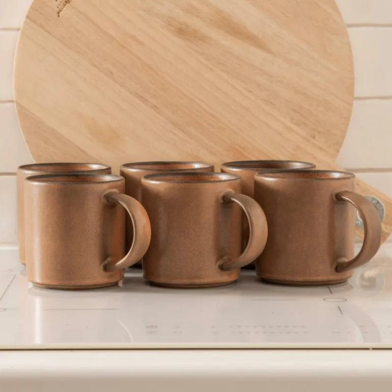 Mug Set Stoneware Straight Leather
