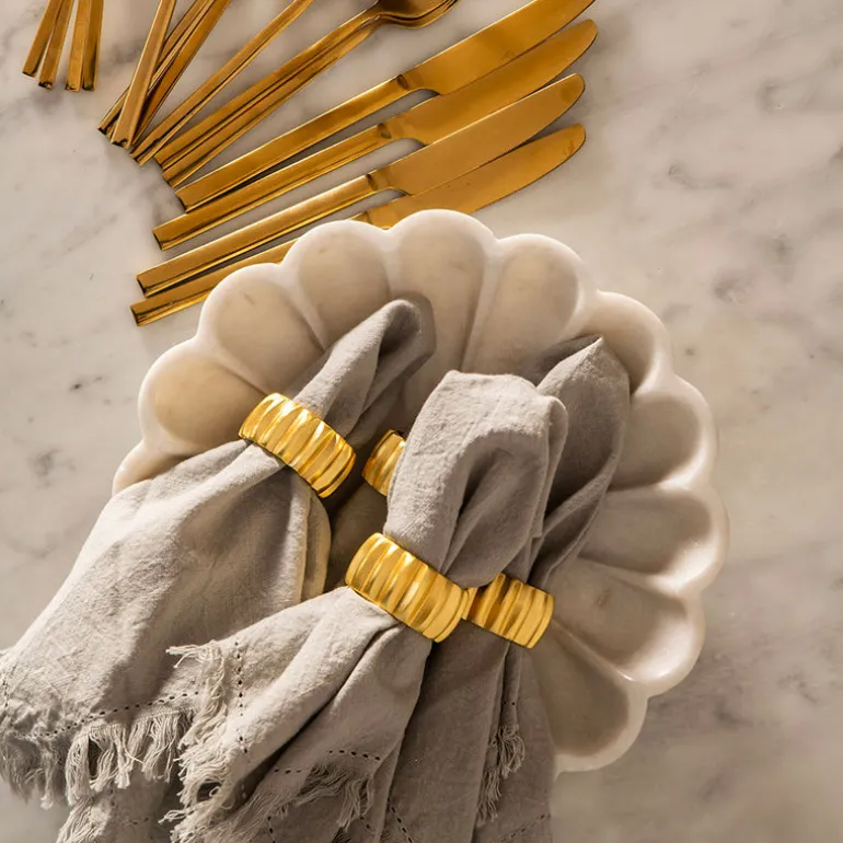 Napkin Ring Ribbed Brushed Brass