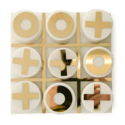 Noughts & Crosses Game Set Marble & Brass