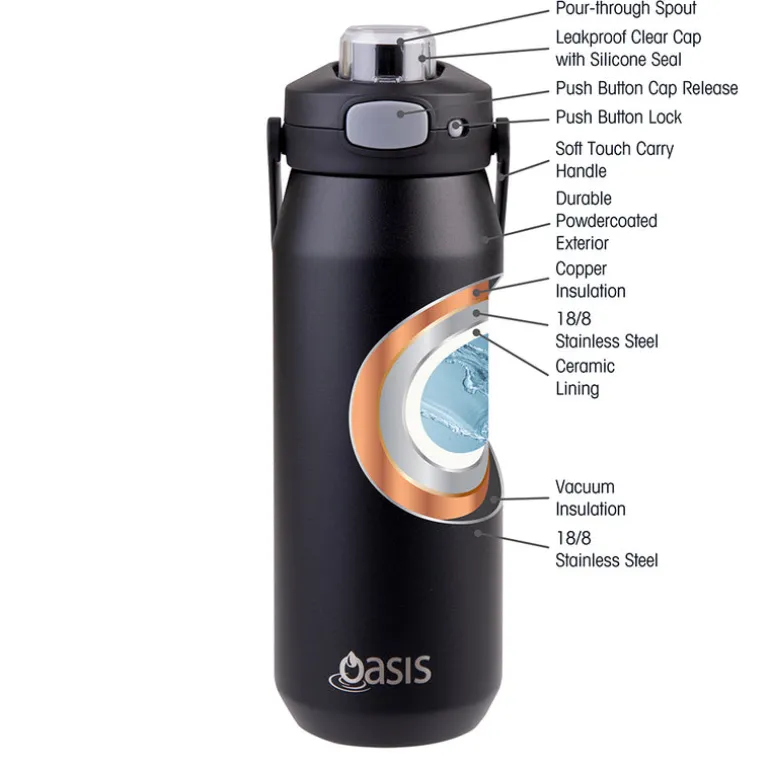 Oasis Ceramic Bottle Black