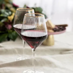 Optic Wine Glass with Gold Rim