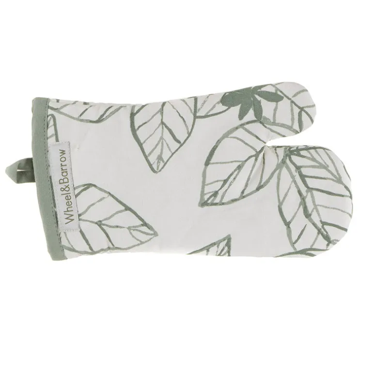 Oven Mitt Green Leaf Print