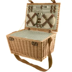 PICNIC BASKET 6p Natural, Green Stripe