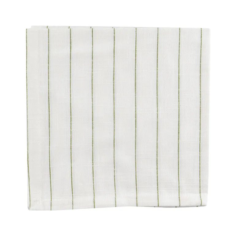 Pinstripe Napkin White & Olive