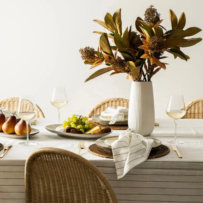 Pinstripe Napkin White & Olive