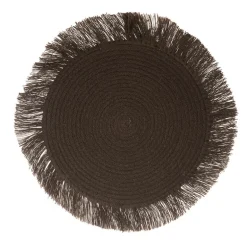 Placemat Palm Fibre Fringed Chocolate