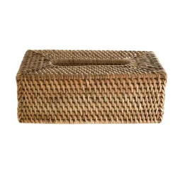 Rattan Tissue Box Cover Dark Bown 25.5x14x9cm