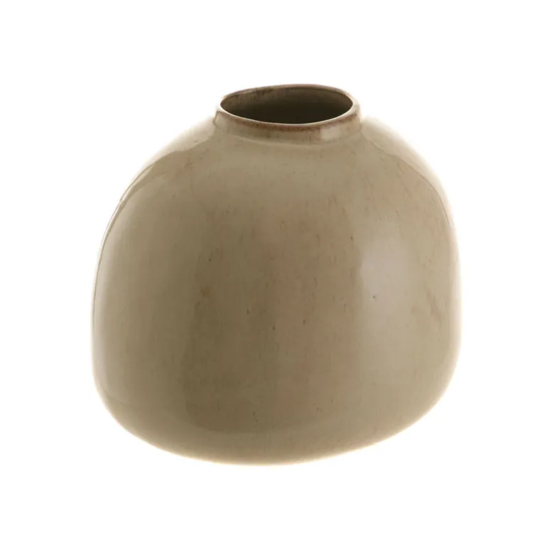Reactive Tan Vase with Organic Rim