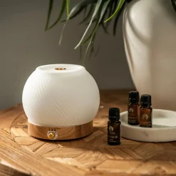 Ribbed Glass & Wood Ultrasonic Diffuser