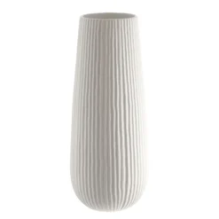 Ribbed Vase Vogue White 40cm