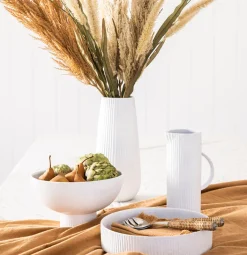 Ribbed Vase Vogue White 40cm