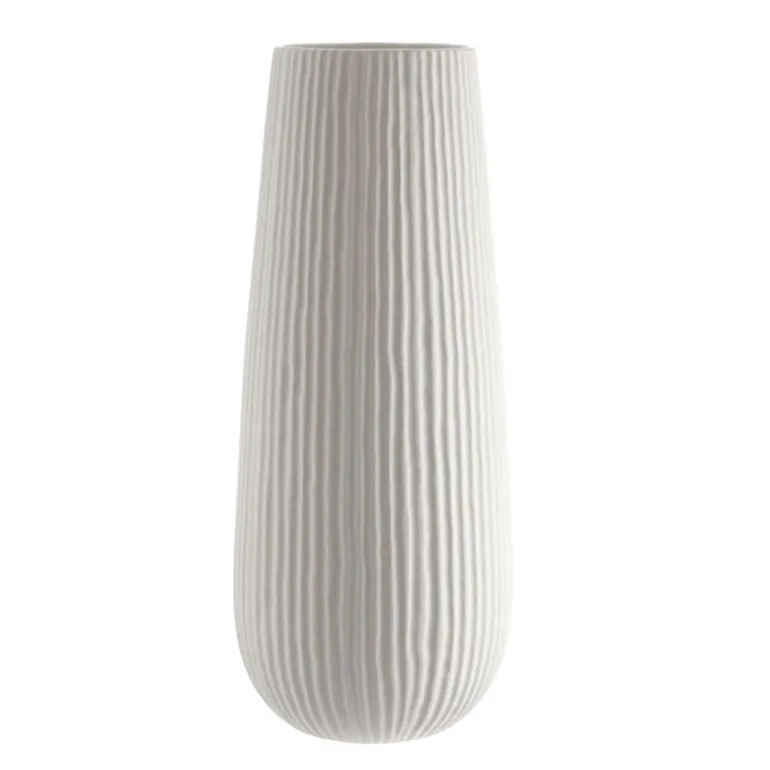 Ribbed Vase Vogue White 40cm