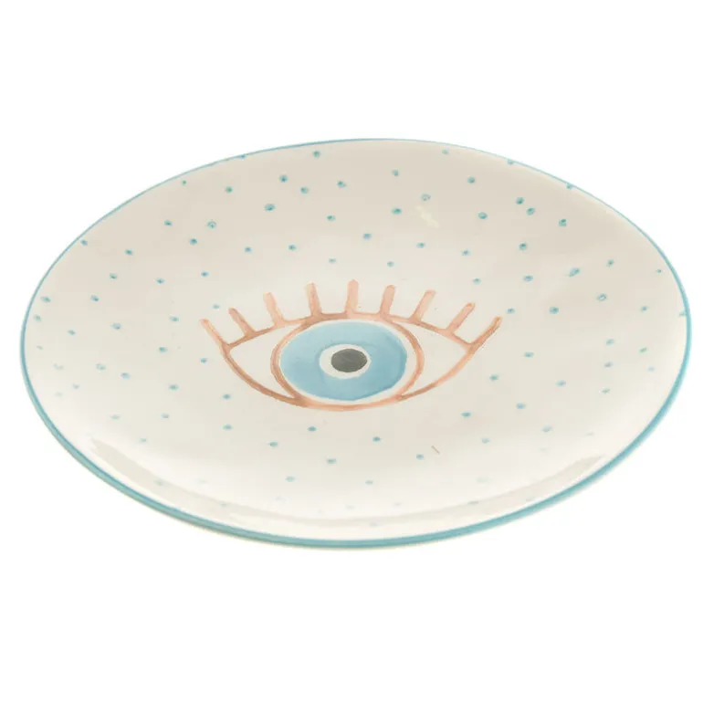 Round Ceramic Plate Evil Eye