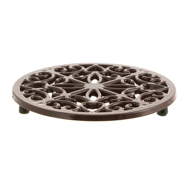 Round Kitchen Trivet Cast Iron Chocolate