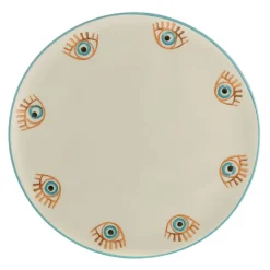 Round Platter Ceramic Evil Eye