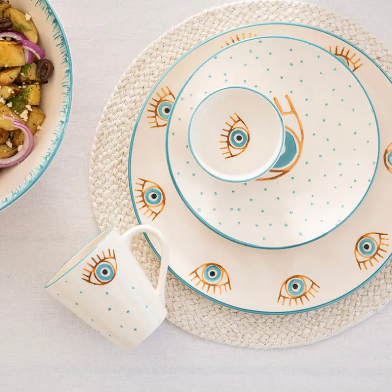 Round Platter Ceramic Evil Eye