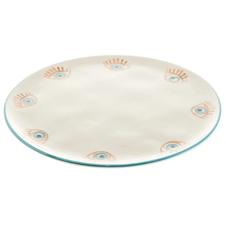 Round Platter Ceramic Evil Eye