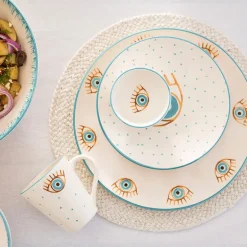 Round Platter Ceramic Evil Eye