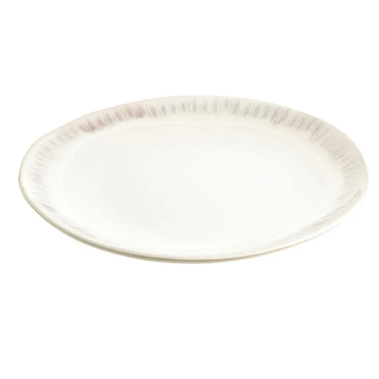 Round Platter Stoneware Grey Rim