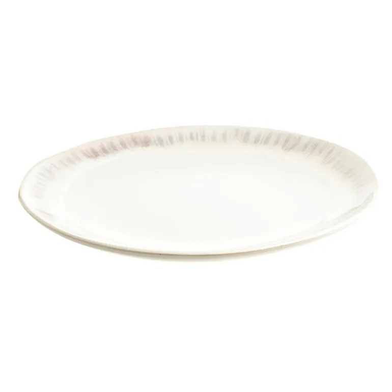 Round Platter Stoneware Grey Rim