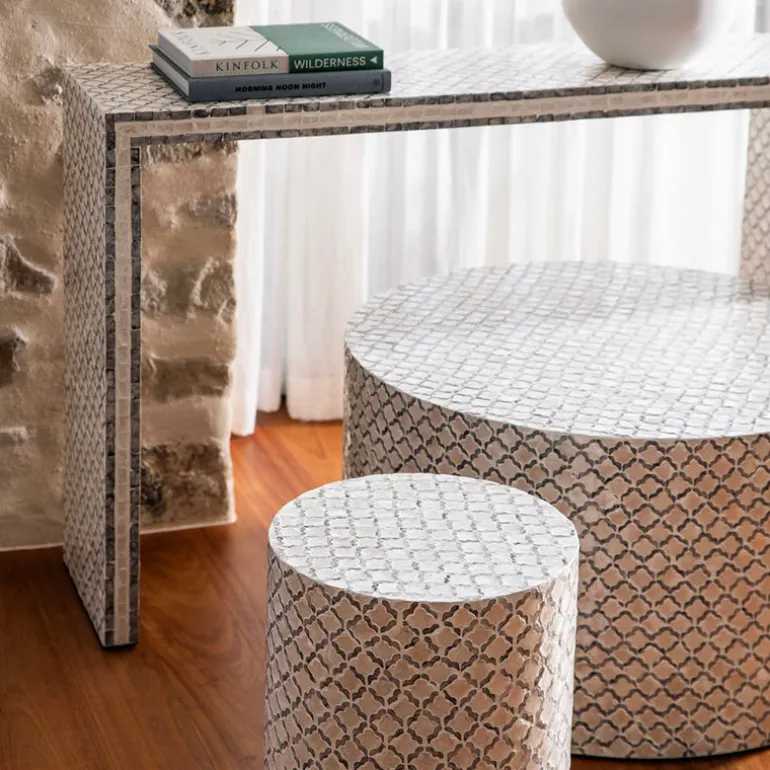 Side Table Capiz Pearl/Grey