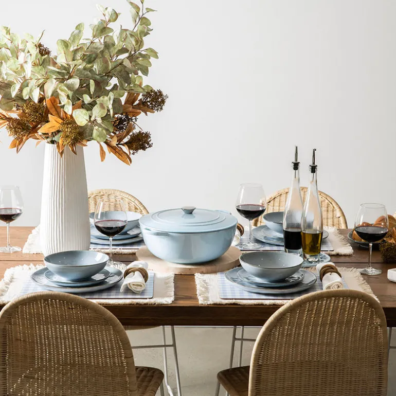 Stoneware Dinner Set Light Blue