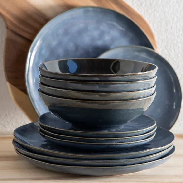 Stoneware Dinner Set Mediterranean Blue