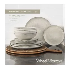 Stoneware Dinner Set Olive Green 12 Piece