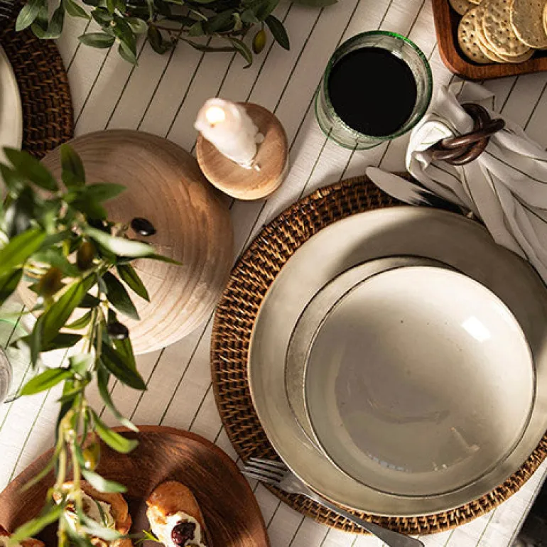 Stoneware Dinner Set Olive Green 12 Piece