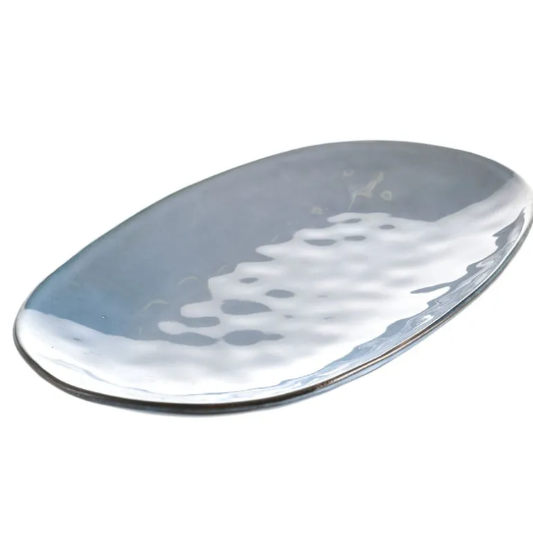 Stoneware Oval Platter Light Blue