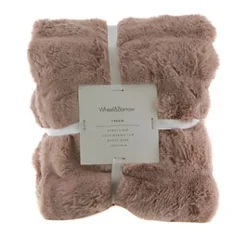 Subtle Rib Faux Rabbit Fur Dusty Rose Throw