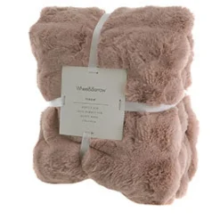 Subtle Rib Faux Rabbit Fur Dusty Rose Throw