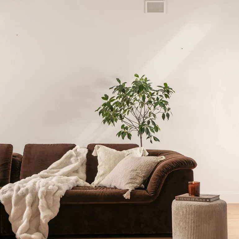 Subtle Rib Faux Rabbit Fur Ivory Throw