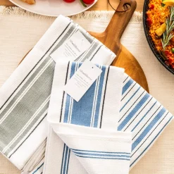 Tea Towel Set/4 Blue & White Stripe