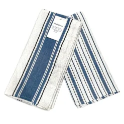 Tea Towel Set/4 Classic Blue & White Stripe