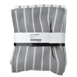 Tea Towel Set/4 Grey & Pewter Stripe
