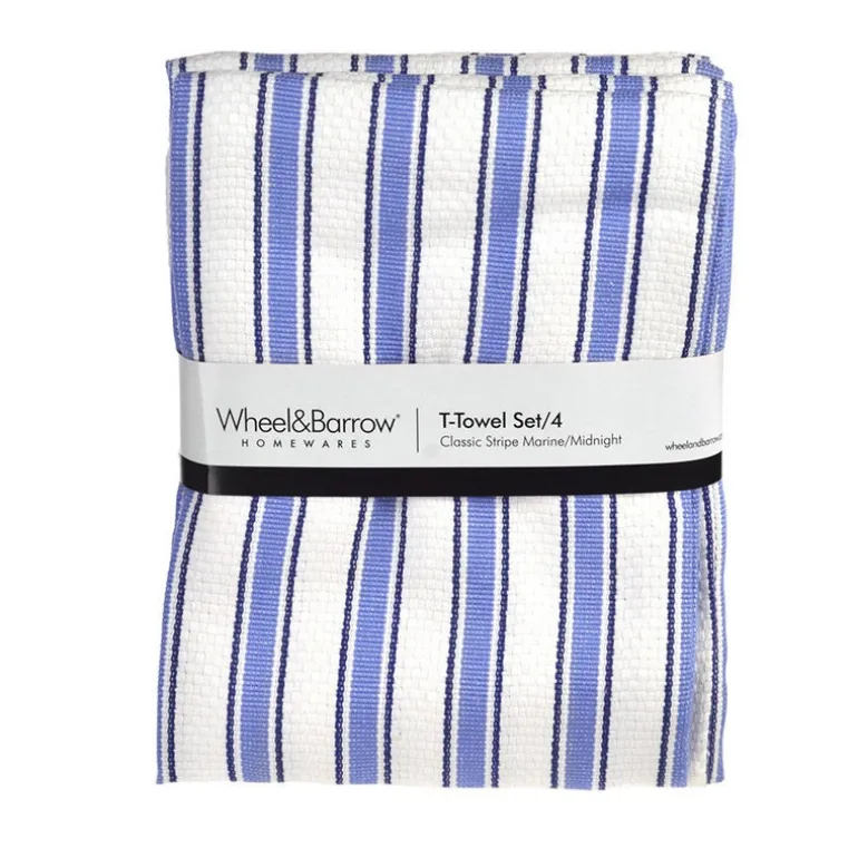 Tea Towel Set/4 Marine & Midnight Stripe