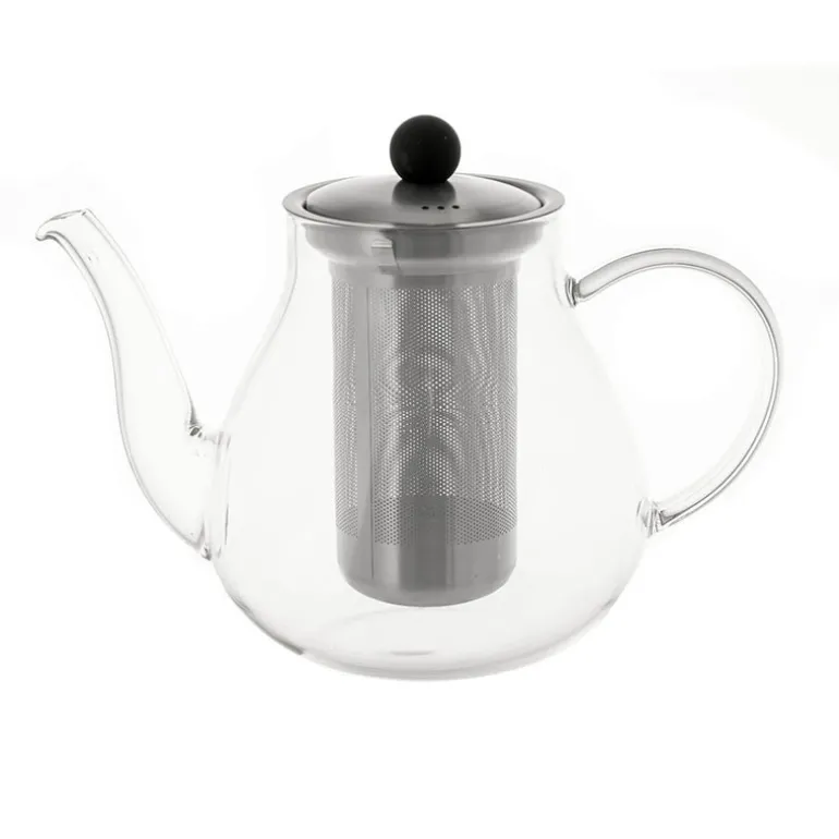 TEAPOT GLASS with S/S Infuser Pear Shape 1L