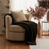 THROW Blanket Ribbed Faux Rabbit Fur Chocolate 130x160cm