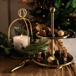 1 Tier Serving Stand with Handle Champagne Gold