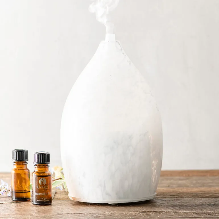 White Glass Ultrasonic Diffuser Tulip Shape with Marble