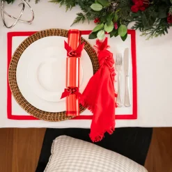 White Placemat with Red Trim